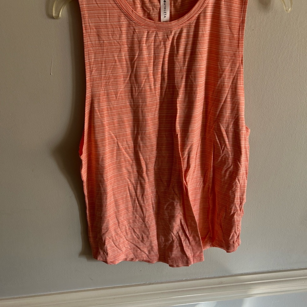 Athleta Coral Striped Tank Top